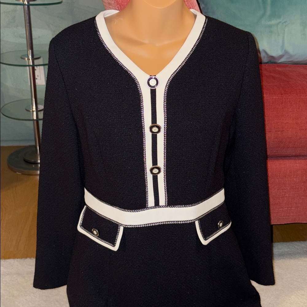 Classy Black Dress with White Trim